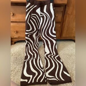Brown and White Zebra Print Pants